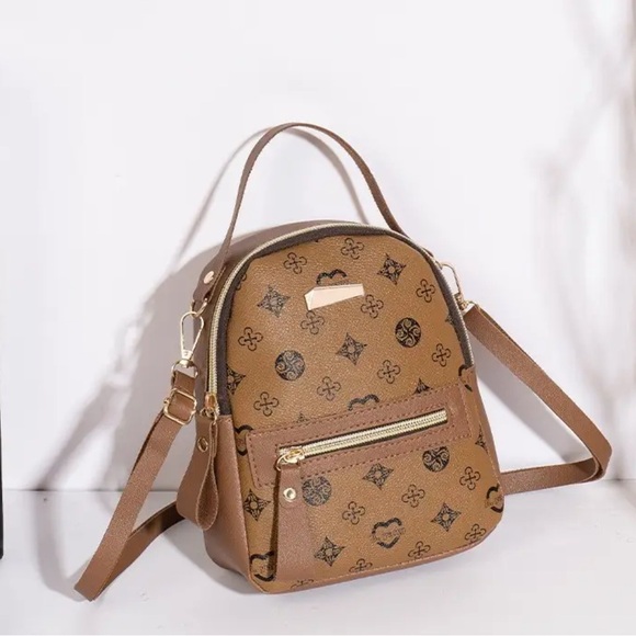 Unbranded Handbags - Khaki Monogram Mini Backpack Designer Inspired NIP